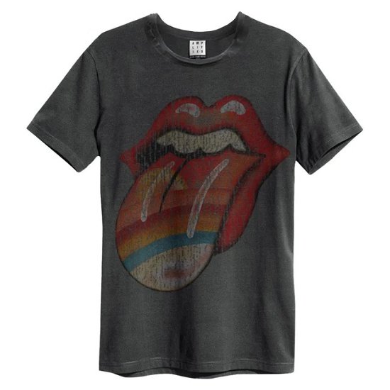 Rolling Stones Rainbow Tongue Amplified Small Vintage Charcoal T Shirt - The Rolling Stones - Produtos - AMPLIFIED - 5054488816047 - 