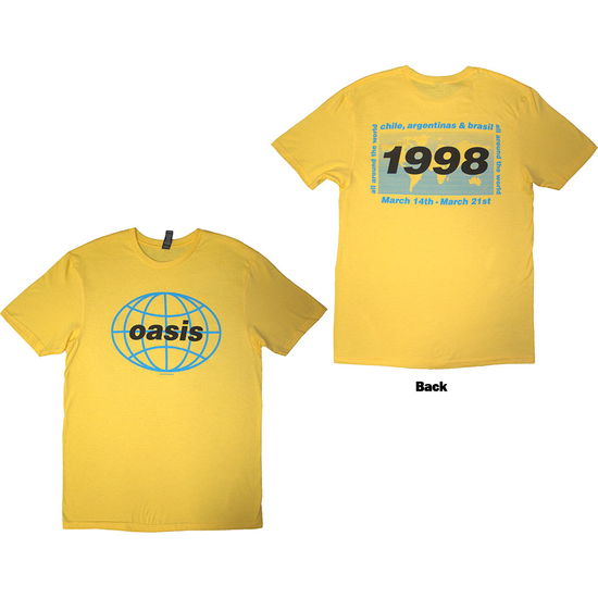 Cover for Oasis · Oasis Unisex T-Shirt: 1998 World Tour - South America (Yellow) (Back Print) (T-shirt) [size M] (2025)