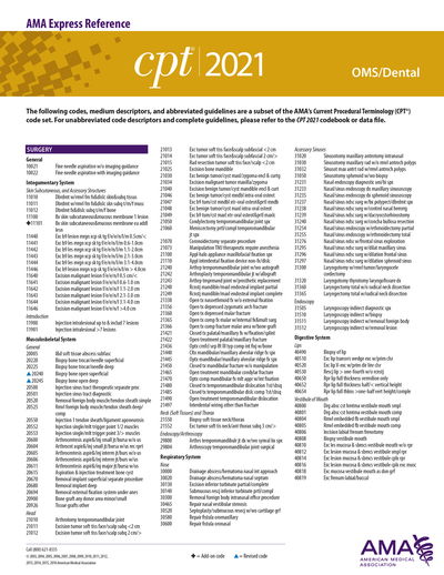 Cover for American Medical Association · CPT 2021 Express Reference Coding Card: OMS / Dental (Map) (2020)