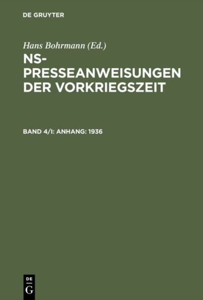 Cover for Anhang · Anhang: 1936 (Hardcover Book) [Reprint 2015 edition] (1993)