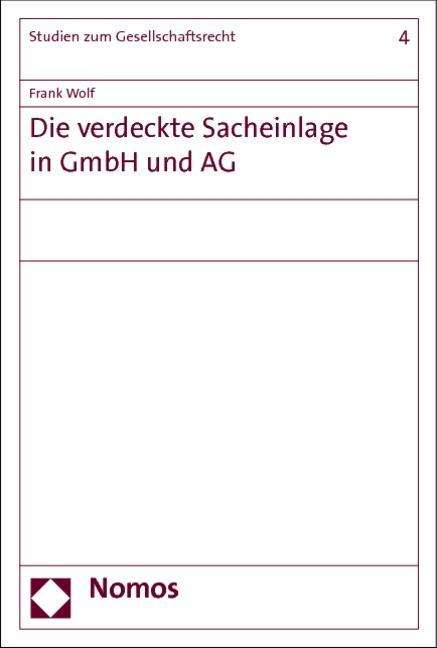 Cover for Frank Wolf · Wolf:die Verdeckte Sacheinlage In Gmbh (Book) (2013)