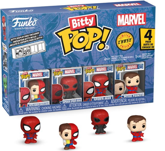 Bitty Pop Spiderman Parker Split 4 Pack - Bitty Pop Spiderman - Produtos - FUNKO - 0889698857048 - 24 de junho de 2025