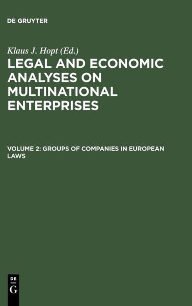 Cover for Klaus J Hopt · Legal and Economic Analyses on Mul.2 (Book) (1982)