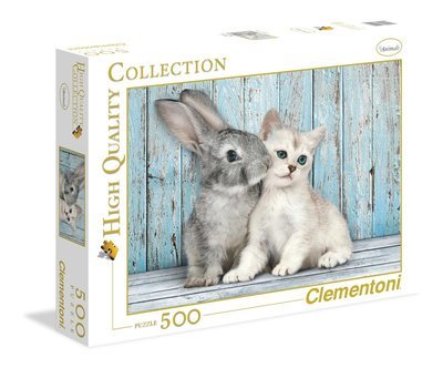 Cover for Clementoni · Puslespil HQC Cat &amp; Bunny, 500 brikker (Puslespill) (2024)