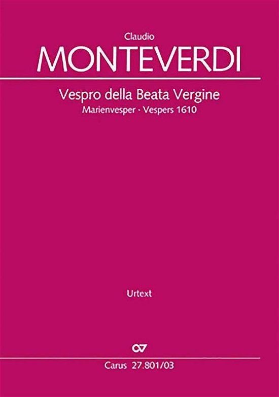 Cover for Monteverdi · Vespro.Beata,KA.CV27.801/03 (Bog)