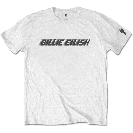 Cover for Billie Eilish · Black Racer Logo (11-12 Years) - Kids Tee - White With Sleeve Print (Bekleidung) [size 11-12yrs] [White - Kids edition]