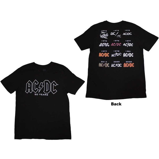 AC/DC Unisex T-Shirt: Logo History (Back Print) - AC/DC - Produtos -  - 5056737235050 - 