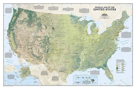 Cover for National Geographic Maps · United States Physical, Laminated: Wall Maps U.s. (Kort) (2023)