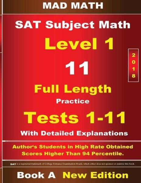 Cover for John Su · 2018 SAT Subject Level 1 Book A Tests 1-11 (Paperback Bog) (2018)