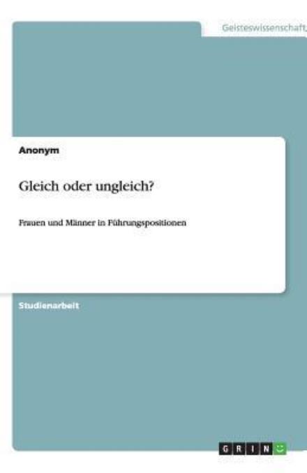 Cover for Günthner · Gleich oder ungleich? (Book) [German edition] (2011)