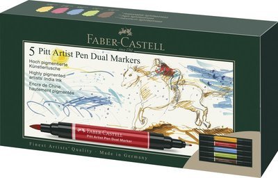 Faber-castell - India Ink Pap Dual Marker (5 Pcs) (162005) - Faber - Koopwaar - Faber-Castell - 4005401620051 - 