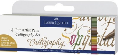 Cover for Faber · Faber-castell - India Ink Pitt Artist Pen C Colours (4 Pcs) (167505) (Leketøy)