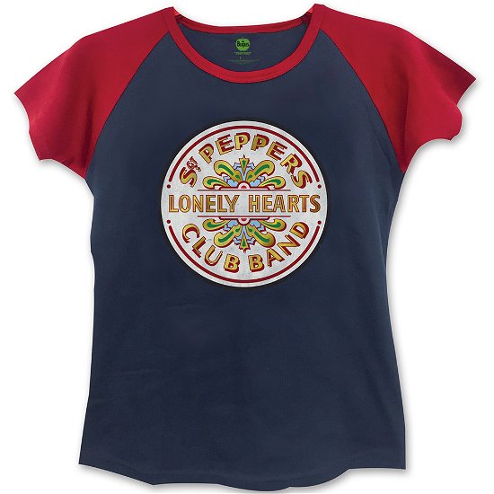 Cover for The Beatles · The Beatles Ladies Raglan T-Shirt: Sgt Pepper (Skinny Fit) (TØJ) [size S] [Blue, Red - Ladies edition]