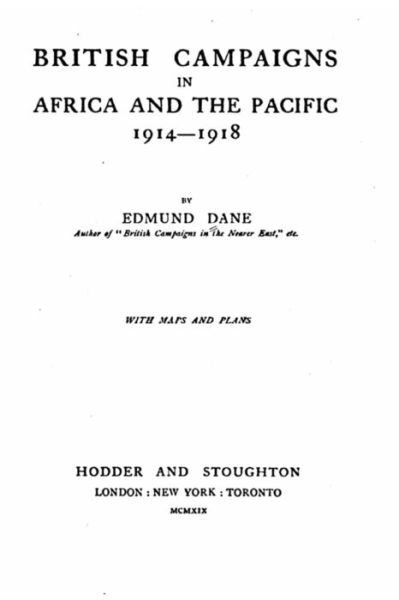 Cover for Edmund Dane · British campaigns in Africa and the Pacific, 1914-1918 (Paperback Book) (2015)