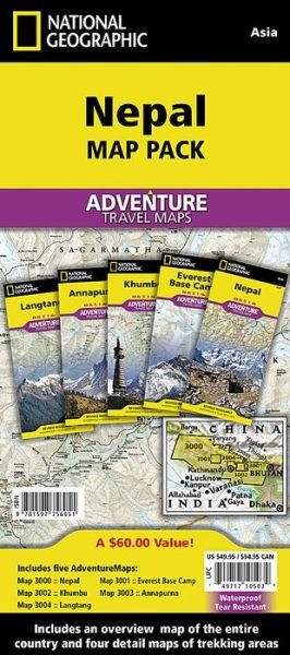 Cover for National Geographic Maps - Adventure · Nepal, Map Pack Bundle: Travel Maps International Adventure / Destination Map (Kort) [2023rd edition] (2015)