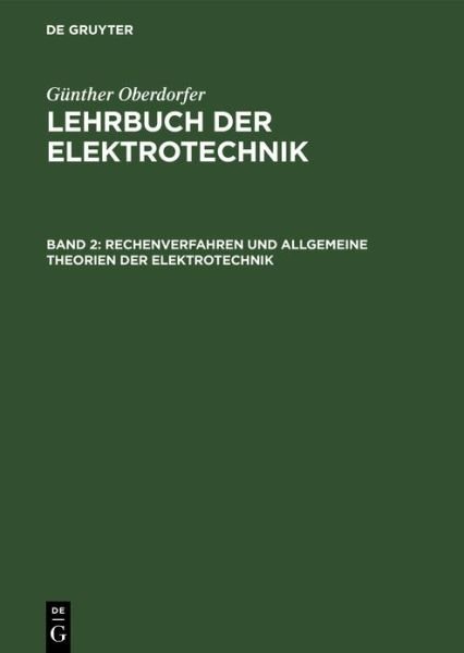 Cover for Oberdorfer · Lehrbuch der Elektrotechnik (Book) (1941)
