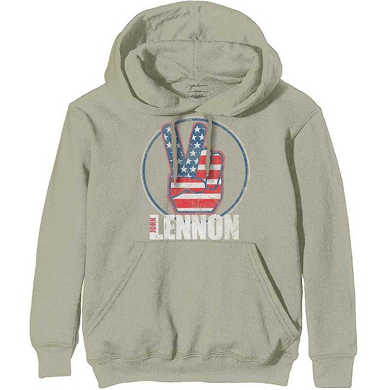 John Lennon Unisex Pullover Hoodie: Peace Fingers US Flag - John Lennon - Fanituote -  - 5056561023052 - 