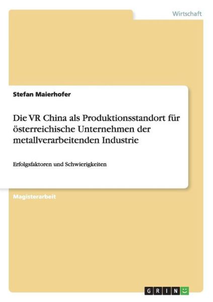 Cover for Maierhofer · Erfolgsfaktoren und Schwieri (Book) [German edition] (2007)