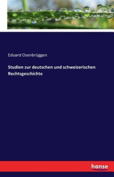 Cover for Osenbrüggen · Studien zur deutschen und s (Book) (2016)