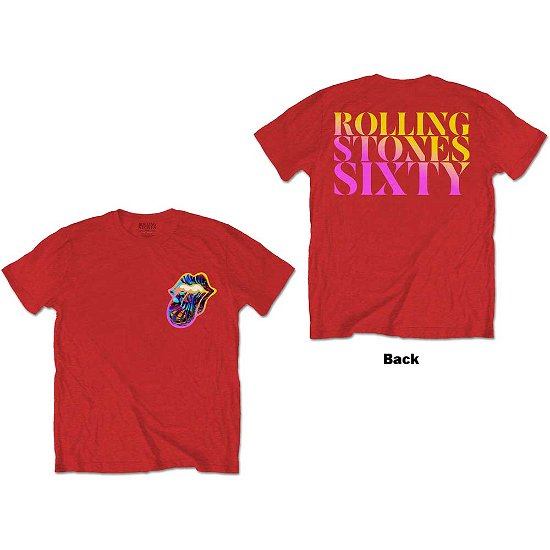 The Rolling Stones Unisex T-Shirt: Sixty Gradient Text (Back Print) - The Rolling Stones - Koopwaar -  - 5056561039053 - 