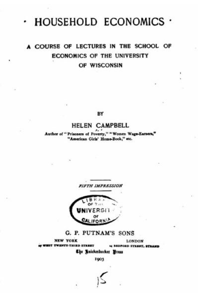 Cover for Helen Campbell · Household Economics, a Course of Lectures in the School of Economics of The University of Wisconsin (Paperback Book) (2016)