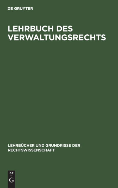 Cover for Lehrbuch des Verwaltungsrechts (Book) (1950)