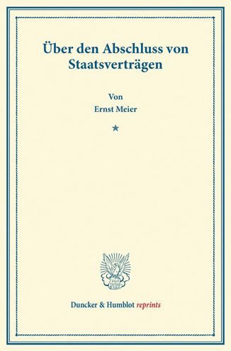 Cover for Meier · Über den Abschluss von Staatsvert (Book) (2013)