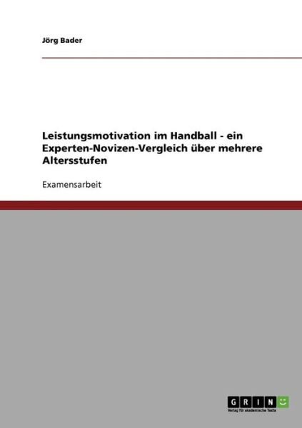 Cover for Bader · Leistungsmotivation im Handball - (Bog) [German edition] (2013)
