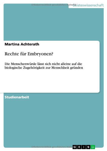 Cover for Achterath · Rechte für Embryonen? (Book) [German edition] (2014)