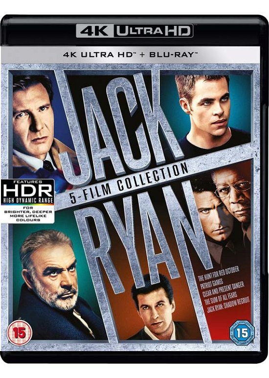 Cover for Jack Ryan 5 Film Collection Uhd BD · The Hunt For Red October / Patriot Games / Clear And Present Danger / Sum Of All Fears / Shadow (4K UHD Blu-ray) (2018)
