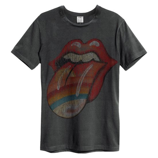 Rolling Stones Rainbow Tongue Amplified Medium Vintage Charcoal T Shirt - The Rolling Stones - Koopwaar - AMPLIFIED - 5054488816054 - 