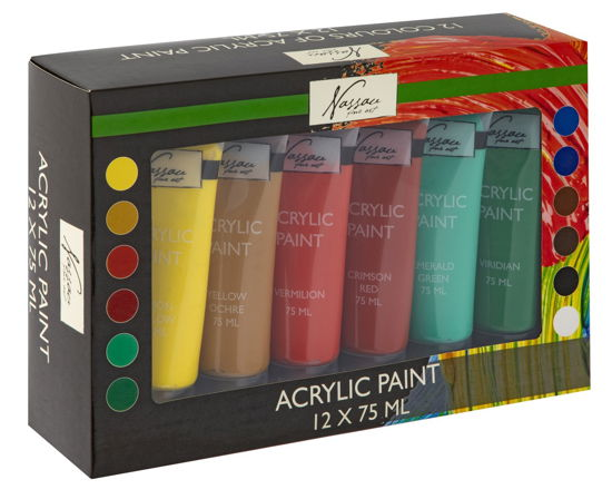 Arcylic Paint Basic Colours 12x75 Ml - (k-ar0752/ge) - Nassau - Koopwaar -  - 8720257130054 - 