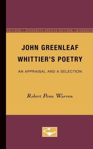 Cover for Robert Penn Warren · John Greenleaf Whittier's Poetry: An Appraisal and a Selection (Pocketbok) (1971)