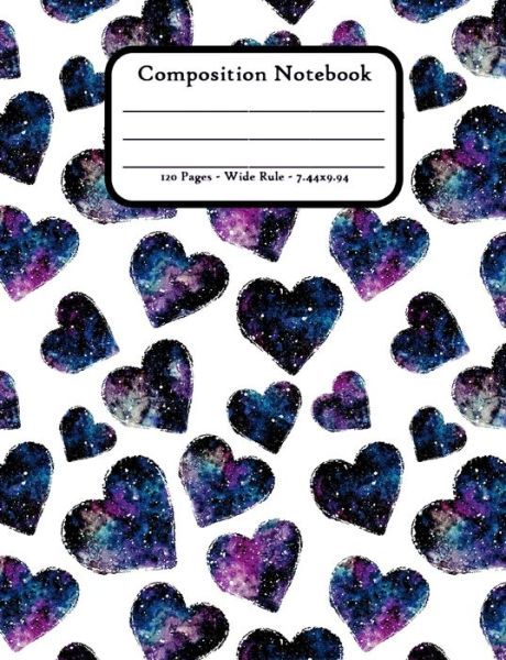 Cover for Peace River Press · Composition Book Outer Space Hearts with Starry Night Pattern Inside - Beautiful Design For Kids, Teens, And Adults (Paperback Book) (2019)