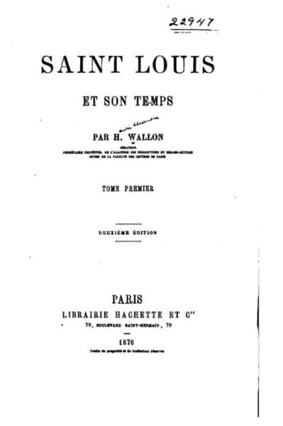 Cover for H Wallon · Saint Louis et son temps (Paperback Book) (2016)