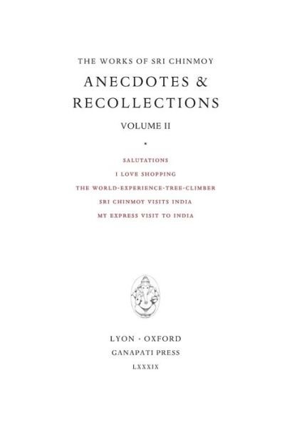 Cover for Sri Chinmoy · Anecdotes and Recollections II (Hardcover bog) (2019)