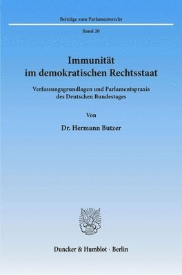 Cover for Butzer · Immunität im demokratischen Rech (Book) (1991)