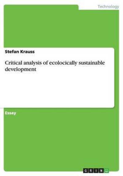 Cover for Krauss · Critical analysis of ecologicall (Book) (2014)