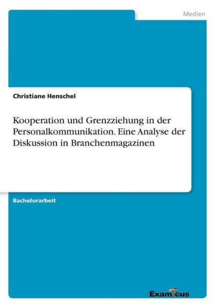 Cover for Henschel · Kooperation und Grenzziehung i (Book) (2016)