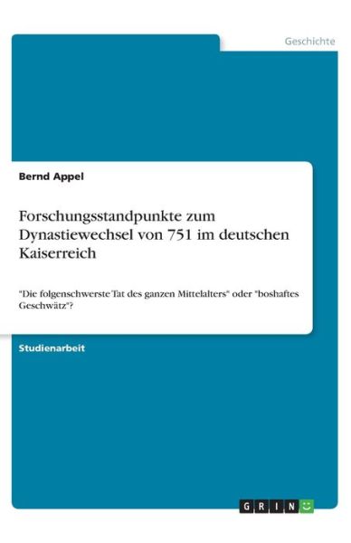 Cover for Appel · Forschungsstandpunkte zum Dynasti (Book)