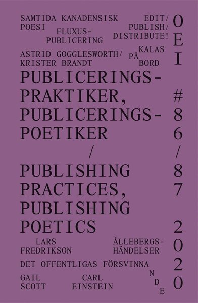 Cover for Cecilia Grönberg · Tidskriften OEI: OEI # 86-87. Publiceringspraktiker, publiceringspoetiker (Book) (2020)