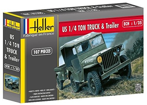 1/35 Us 1/4 Ton Truck 'n Trailer - Heller - Merchandise - MAPED HELLER JOUSTRA - 3279510811056 - 