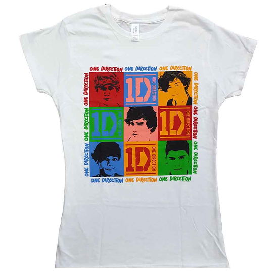 One Direction · One Direction Ladies T-Shirt: 9 Squares (Skinny Fit) (T-shirt) [size XL] [White - Ladies edition]