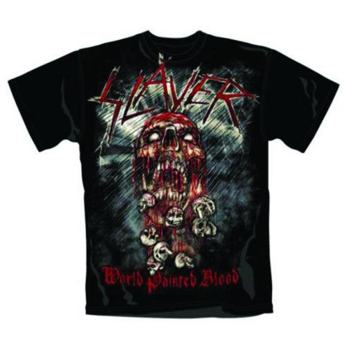 Slayer Unisex T-Shirt: World Painted Blood Skull - Slayer - Produtos - ROFF - 5055295349056 - 7 de julho de 2016