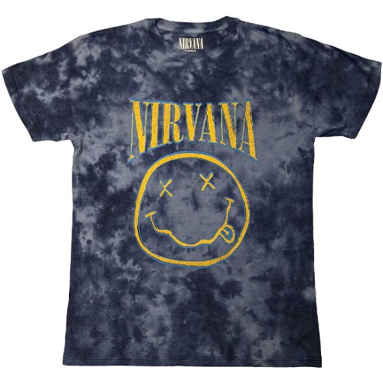 Nirvana Unisex T-Shirt: Happy Face Blue Stroke (Wash Collection) - Nirvana - Produtos -  - 5056561070056 - 