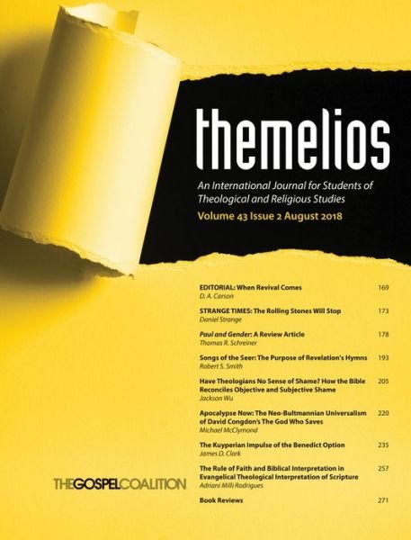 Cover for D A Carson · Themelios, Volume 43, Issue 2 (Pocketbok) (2018)