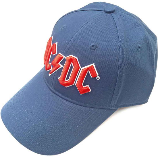 Cover for AC/DC · AC/DC Unisex Baseball Cap: Red Logo (Denim Blue) (Klær) [Blue - Unisex edition]