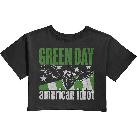 Green Day Ladies Crop Top: American Idiot Wings - Green Day - Merchandise -  - 5056561073057 - 
