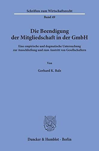 Cover for Balz · Die Beendigung der Mitgliedschaft (Book) (1984)