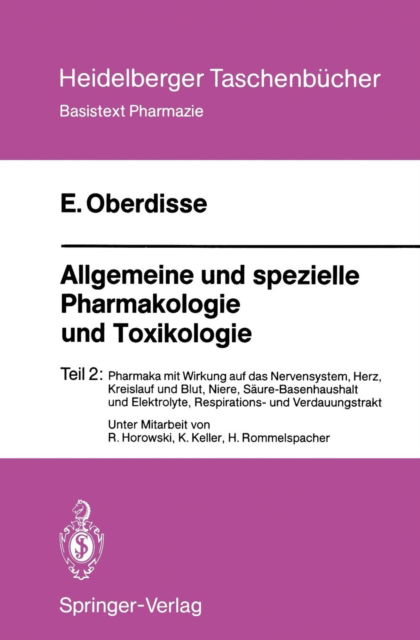 Cover for E. Oberdisse · Allgemeine und Spezielle Pharmakologie und Toxikologie - Heidelberger Taschenbucher (Paperback Book) [German edition] (1986)